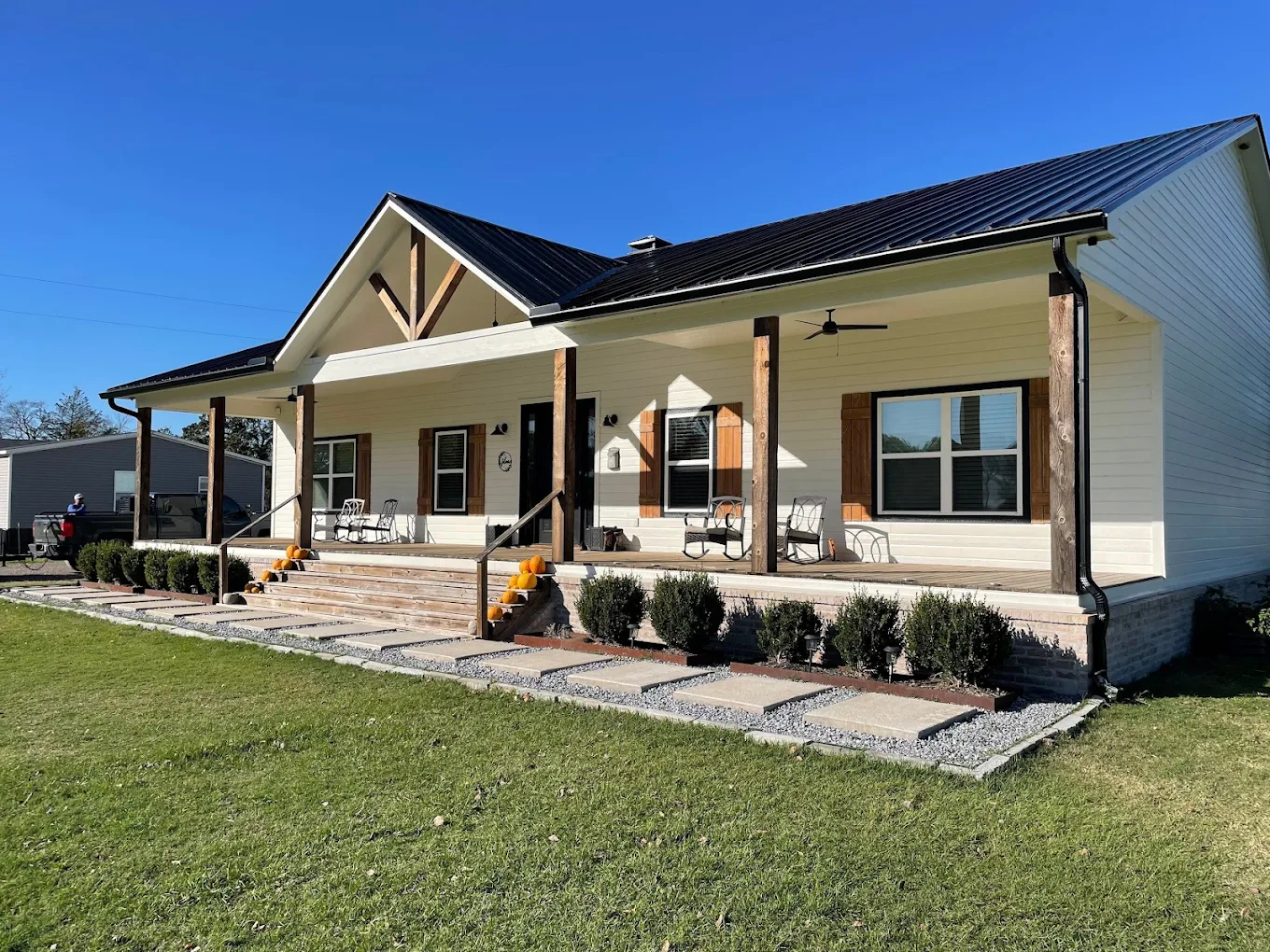 new metal roof from front of house