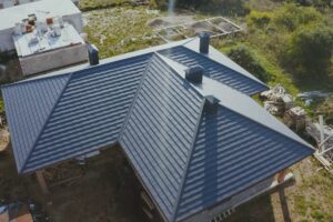 Corrugated metal roof and metal roofing.