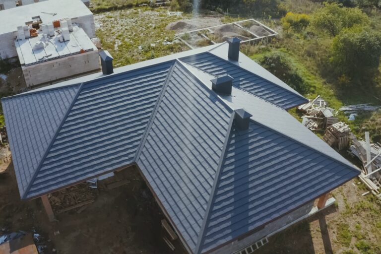 Corrugated metal roof and metal roofing.