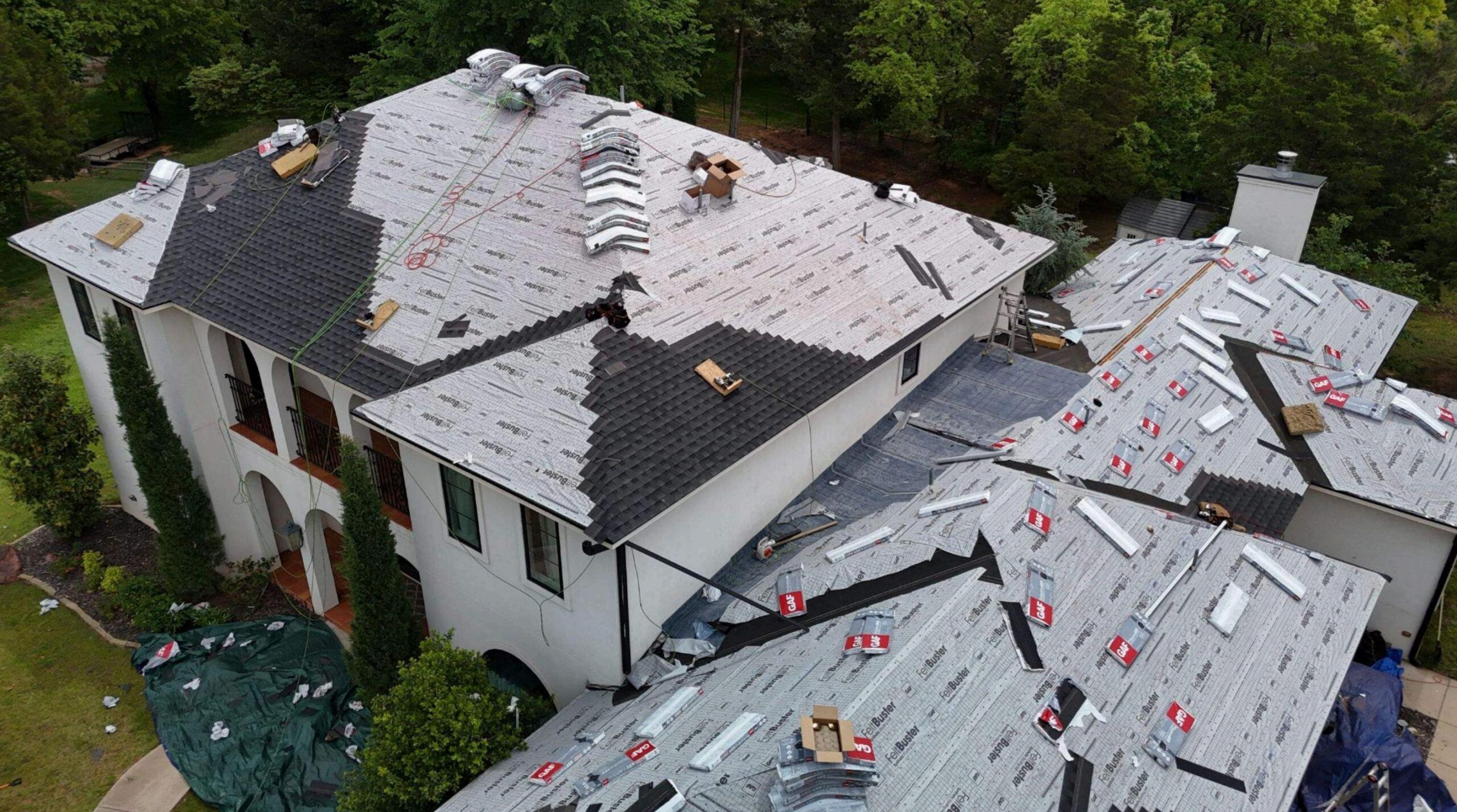 Field shingles installed on roof