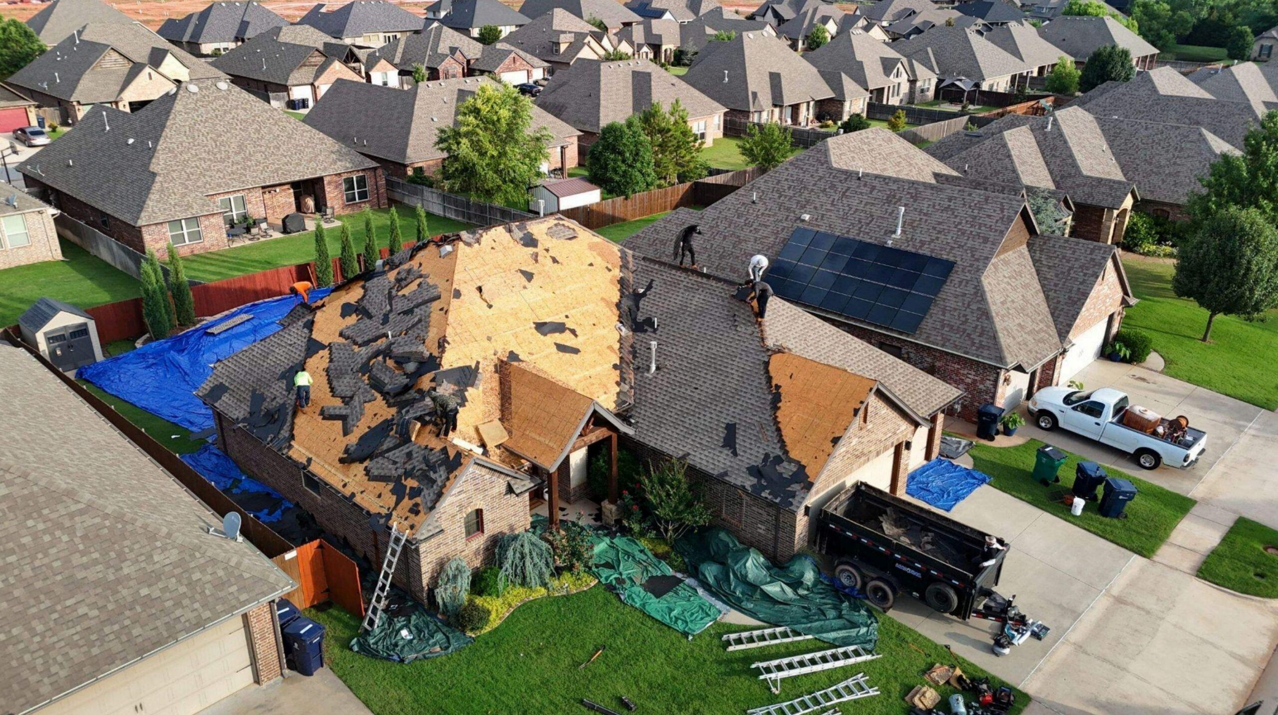 Yard and property preparation before roof replacement